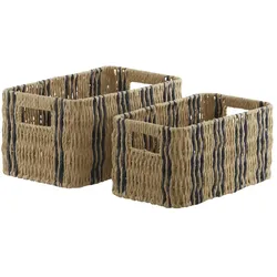 HOME STORY Aufbewahrungskorb  2er Set   ¦ braun ¦ Papier,Metall ¦ Maße (cm): B: 18,5 H: 15