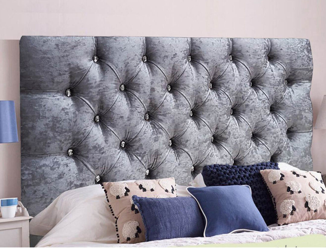 Rosdorf Park Esters Upholstered Headboard Velvet/Grey Double (4'6)