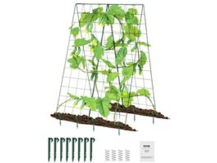 VEVOR Treillis de concombre pour plantes grimpantes, treillis de jardin pliable en métal pour lit surélevé, avec pinces pour plantes, support de plantes, pour tomates, courges, légumes, 117 x 84 cm