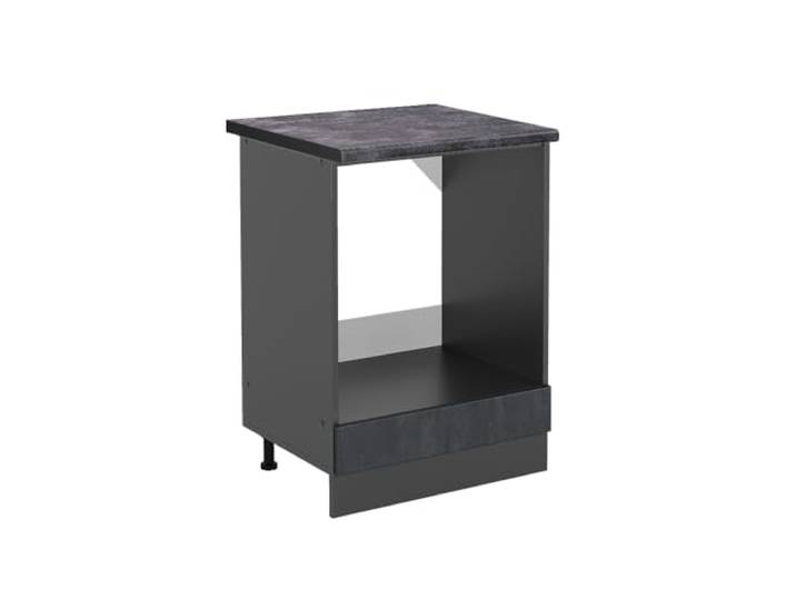 Vicco Herdumbauschrank R-Line, Schwarz Beton, 60 cm Backofennische · Arbeitsplatte Anthrazit · Höhenverst. Füße · Frei kombinierbar · Einfache Integration