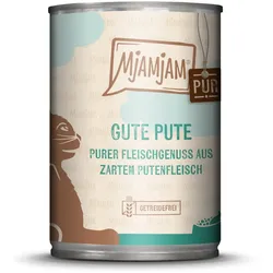 MJAMJAM Purer Fleischgenuss 400g Dose Katzennassfutter 6 x 400 Gramm gute Pute pur