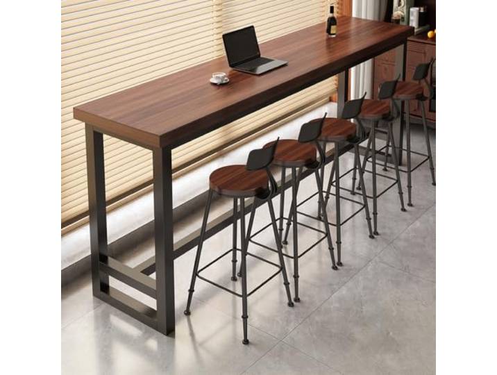 Massivholz Bartisch Rechteckig, Industrial, Stehtisch Küchenarbeitsstation Eingangstische und Beistelltische mit Metallgestell eignen sich für Cafés, Wohnzimmer, Esszimmer und Bars.(B,140*40CM)