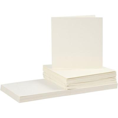 Creativ Company Karten & Kuverts, Kartengröße 15x15 cm, Umschlaggröße 16x16 cm, 110+220 g, Naturweiß, 50er Set
