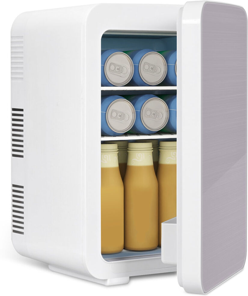 PULUOMIS 10L Mini Fridge with Glass Door, Portable Car Refrigerator with Cooler& Warmer, Countertop Mini Fridge with Handle Purple 35cm H X 25cm W X 26.5cm D