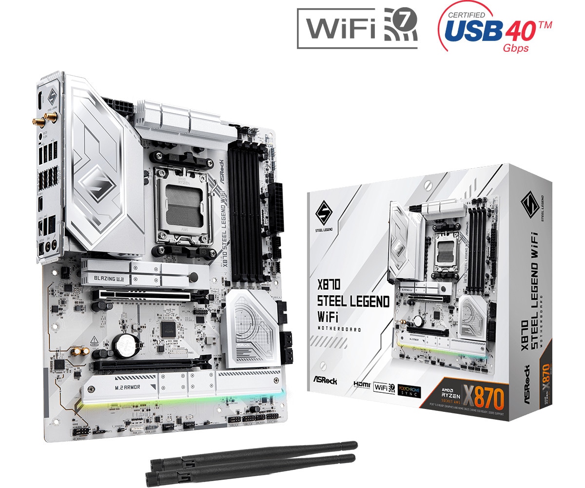 ASRock X870 Steel Legand WIFI ATX Mainboard Sockel AM5/USB4/HDMI 90-MXBPJ0-A0UAYZ