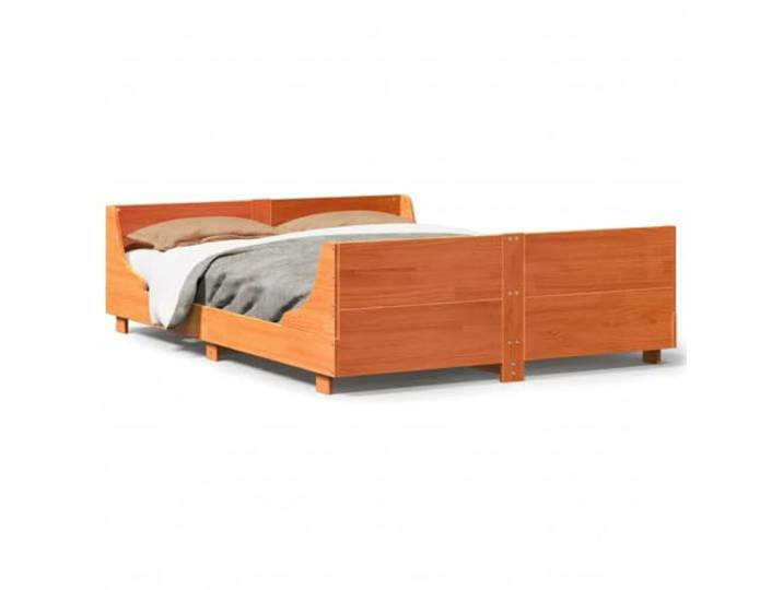 PUGYNBK Massivholzbett aus Kiefernholz, 140 x 190 cm Lattenrost, Kopfteil und Fußteil, ohne Matratze, Landhausstil