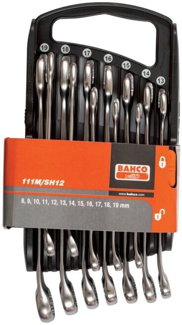Bahco Jeu de clés mixtes, 12 pcs, dans support plastique, 8-19 mm (111M/SH12)