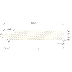 Nordische Fichte/Tanne Kombiprofil, 18x121mm 1-seitig Softline, 1-seitig Fasebrett, gehobelt Oberfläche gehobelt