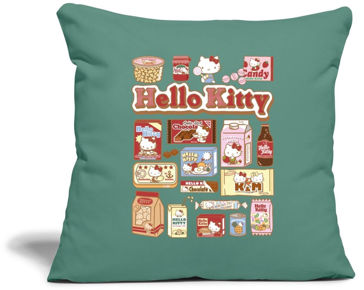 Hello Kitty Snack Collage Sierkussenhoes van Spreadshirt, 45 x 45 cm