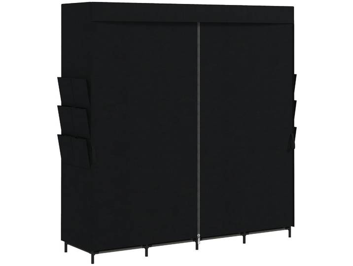 Homcom Stoff-Kleiderschrank Vliesstoff Stahl Schwarz, 4 Fächer, 45x167x170 cm, Schlafzimmer, Kleiderschränke