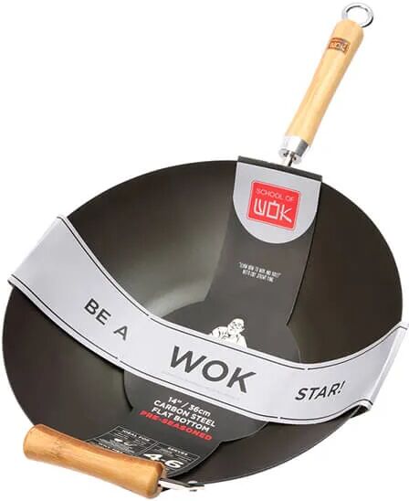 School of Wok 14/36cm Pre-Seasoned Carbon Steel Wok