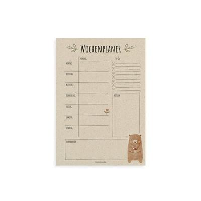 Nachhaltiger A4 Wochenplaner/Terminplaner/To-Do-Liste aus Graspapier (Toadstool Red)