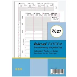 Bind Kalender 2027, A5, 1 Woche = 2 Seiten