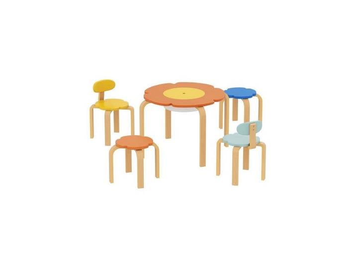 SIKAINI Kindersitzgruppe Kindersitzgruppe, in Mehrfarbig, aus Holz, (Set, 1-tlg., Mehrteiliges Kindermoebel-Set), Stuehle, Tisch