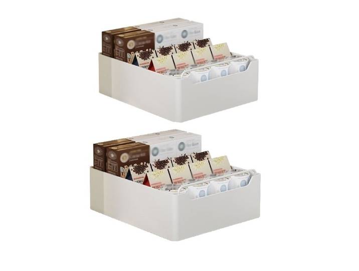 Lot de 2 Tiroir Coulissant Cuisine Extensible Télescopique pour Rangement Placard sans Percer ni Clouer - 30x43x10CM Blanc