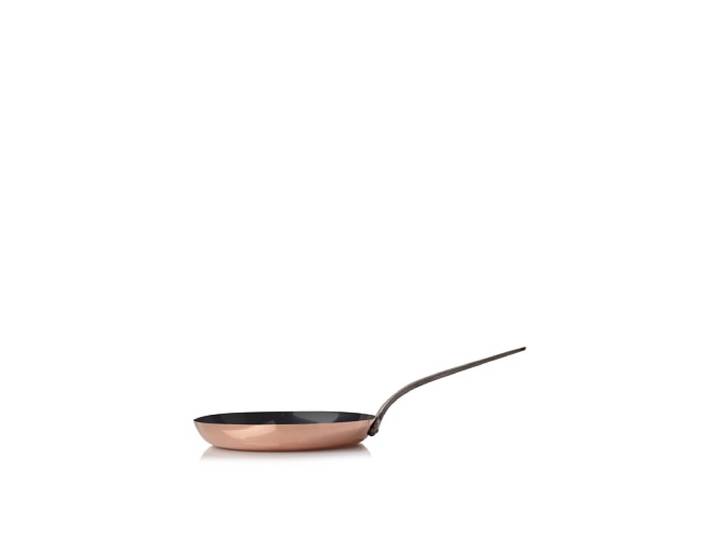 Baumalu - Bratpfanne - Zinnbeschichtetes Kupfer - Für alle Herdarten außer Induktion - Schnelles Kochen - Festes Gusseisen-Griff - Traditionelles französisches - Ø32cm - Kupfer, Silber und Schwarz