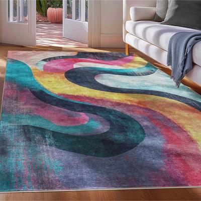 Well Woven Apollo Abstract Ondes Bold Modern Easy Clean Multi Area Rug