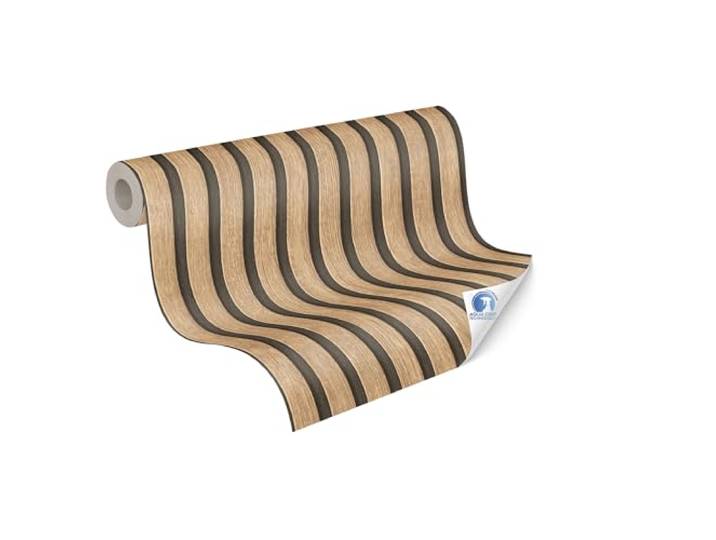Livingwalls Papier peint DESIGNDROP - papier peint intissé préencollé aspect lambris marron\, beige\, noir - 10\,05m x 0\,53m - Papier peint aspect lambris - 784591