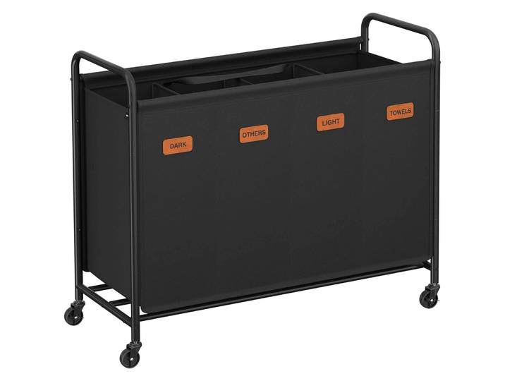 SONGMICS HOME Wäschekorb Songmics mit Rädern 200 l Schwarz - Wäschekorb