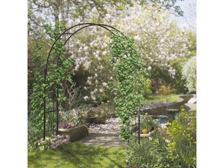 Outsunny Archetto Jardin Métal Noir 157x40x223cm