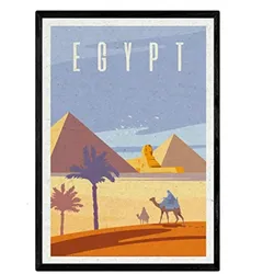 POSTER Ägypten Pyramiden & Sphinx A4 Schwarzer Rahmen