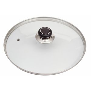 Gräwe Topfdeckel DE032 mit Edelstahlring, aus Glas, mit Kunststoffknauf und Dampfventil, Ø 32 cm
