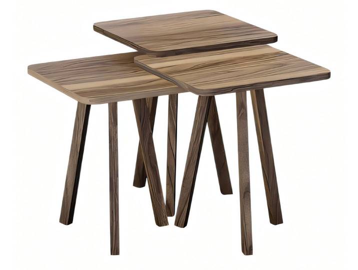 Xlmoebel Satztisch Braunes Holztisch-Set von XLMOEBEL im eleganten Design (Set, 3er Satztisch-Set), Made in Europa