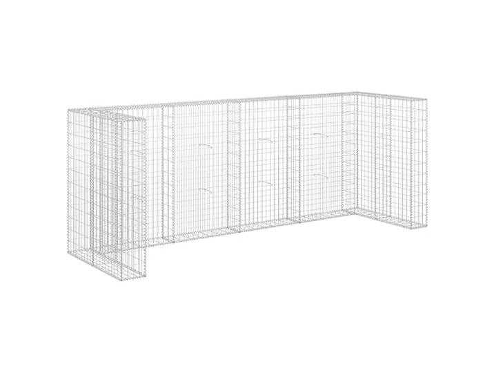 vidaXL Gabione Mülltonnenbox für 4 Mülltonne Gabionenwand Gabionen Mülltonnenverkleidung Müllbox Verzinkter Stahl 320x100x120cm Silbern
