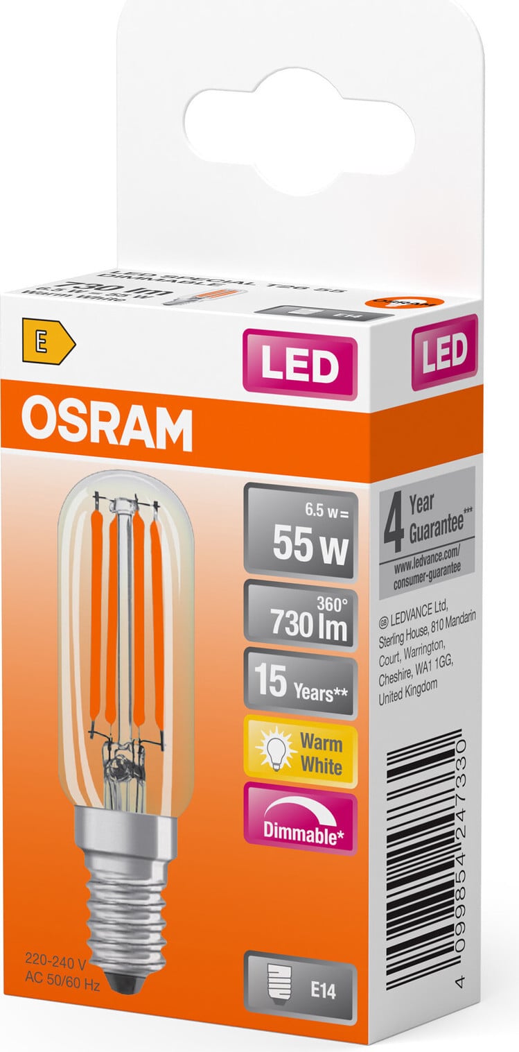 Osram LED Druppelvormige Lamp, Multicolor, 6,5 W, 730 lm, 2700 K, E14 fitting, Dimbaar
