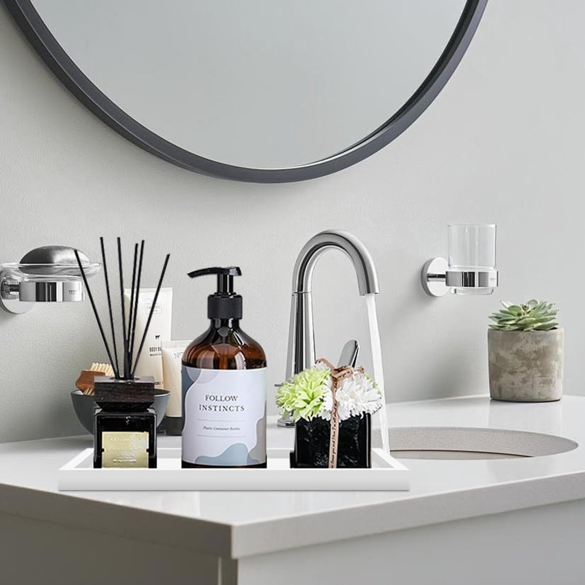 SnelShoppen Set van 2 Badkamer Trays voor Opbergdoos en Aanrecht Organizer