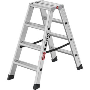 Hailo-Master Stehleiter D100, 10000108, beidseitig begehbar, aus eloxiertem Aluminium, bis 150kg, mit 2 x 4 Stufen