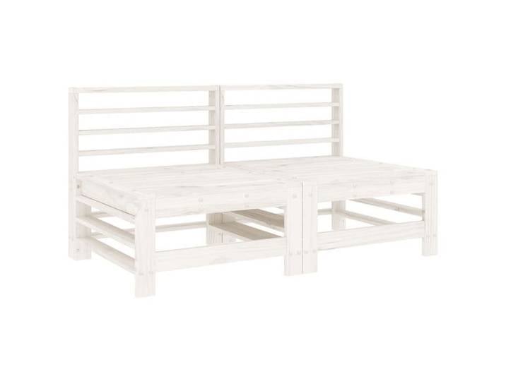 NEW 2025  Canapés centraux de jardin - Ensemble de 2 - blanc bois de pin massif GGK467