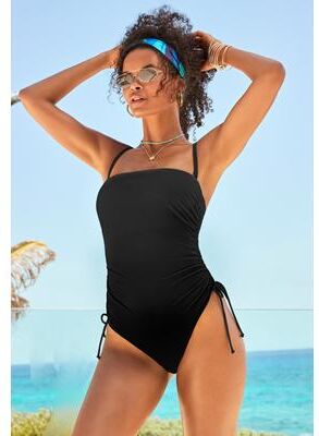 Plus Size Women's Bandeau Adjustable One Piece by Swimsuits For All in Black (Size 10)