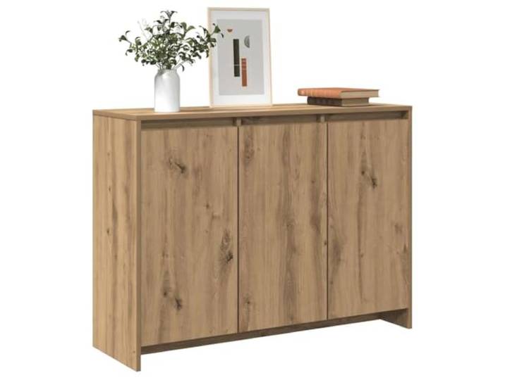 KTHLBRH Anrichte Spanplatte 102 x 33 x 75 cm Eiche handwerklich Aufbewahrungsschrank für Wohnzimmer, großer Stauraum, praktische Türen, Ausstellungsfläche, inklusive Wandbefestigung