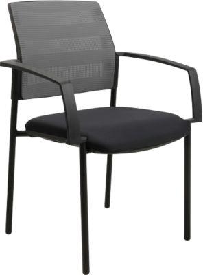 Schäfer Shop Select Besucherstuhl SSI PROLINE MEETING 10, 4-Fuß, Armlehnen, Netzrücken, gepolsterter Sitz, stapelbar, grau, 2er-Set