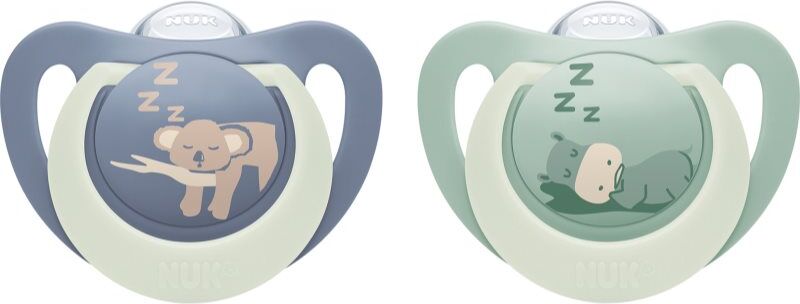 NUK First Choice Night 6-18 m tétine Hippo/Koala 2 pcs