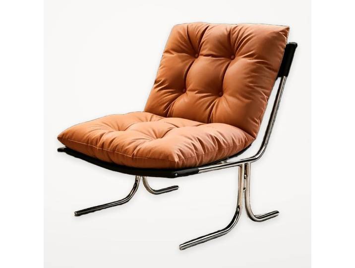 Comfy Faux Chaise Accent en Cuir équipé de Revêtement amovible Marron Chaise de salon à la mode équipé de jambes en métal