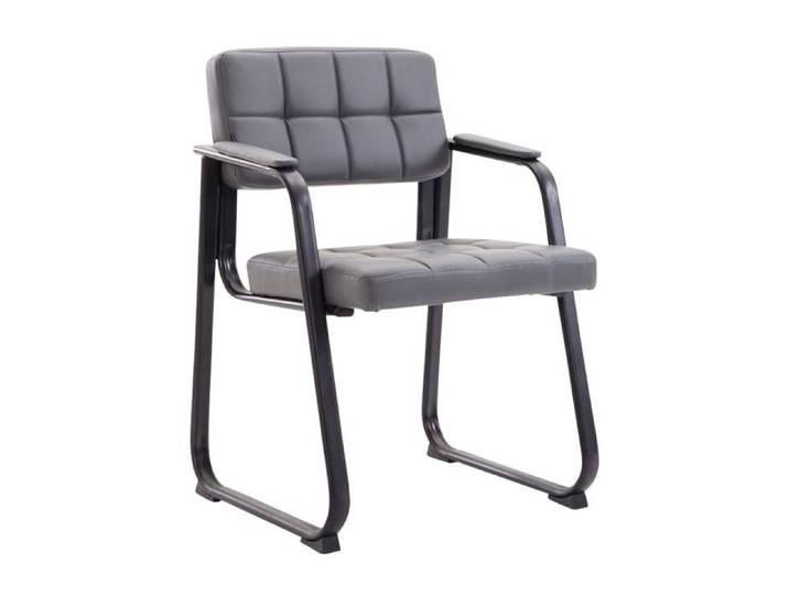 Chaise visiteur fauteuil de bureau sans roulette synthetique gris BUR10226