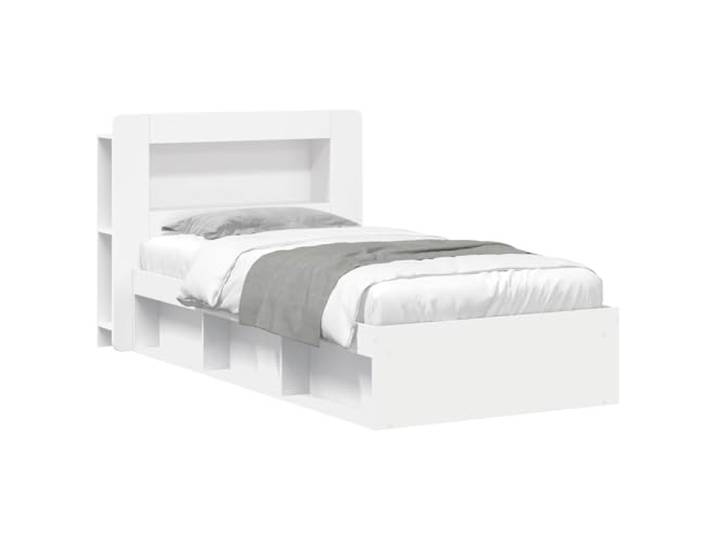 HFXHIJXQ Bettgestell mit Stauraum 100x200 cm Einzelbett Weiß Holzwerkstoff Praktisches Funktionsbett fürs Schlafzimmer mit Kopfteil Regal und Bettkasten Schubladen für 100x200 Matratzen.