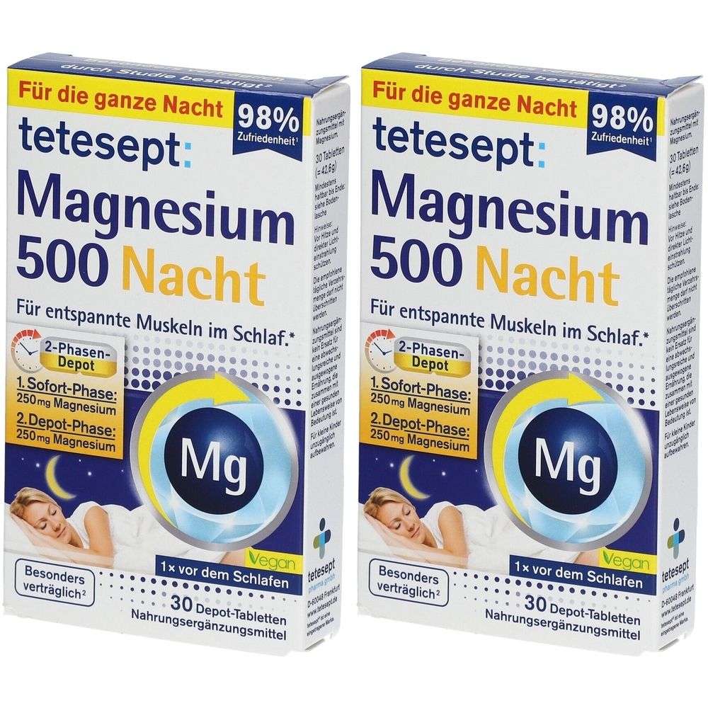 Tetesept Magnesium 500 Nacht Tabletten 2x 2x30 St