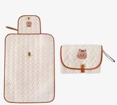 Inspired Finds Cream Bear Portable Diaper Changing Pad Foldable Breathable Diaper Pouch With Adjustable Strap For Travel cat