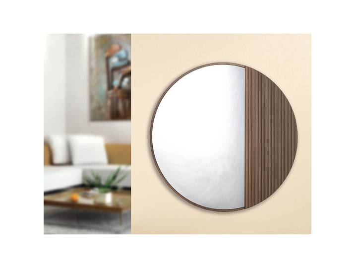 home24 Wandspiegel Living Ø 70cm bruin MDF 70 x 70 x 2cm