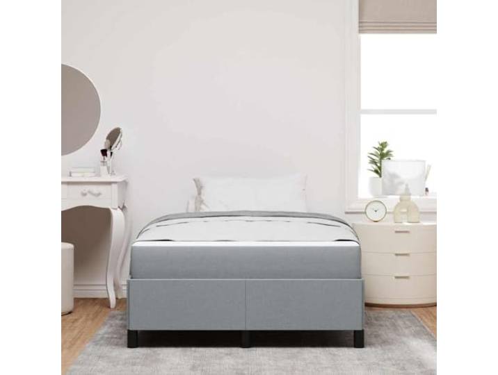 KTHLBRH Boxspringbett hellgrau 120 x 200 cm Stoff Technisches Holz, mittlere Matratze, feste Latten, Unterstützung 280 kg