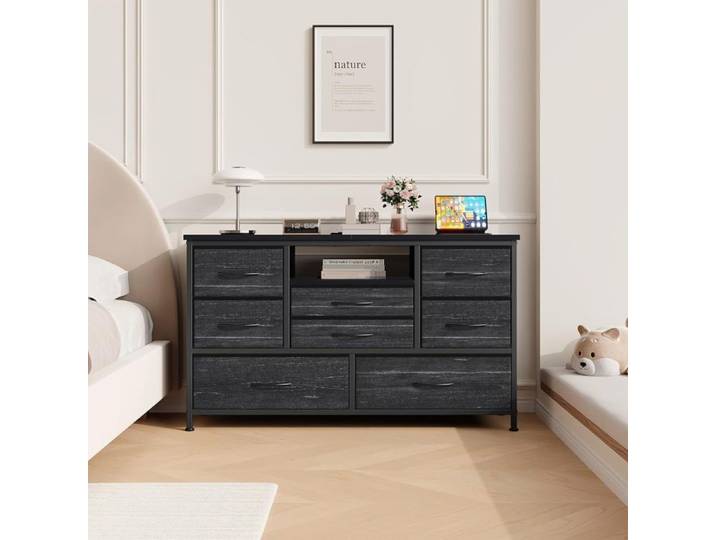 Commode meuble de rangement 8 tiroirs-avec Lumière LED