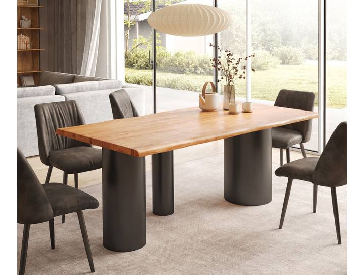 Esstisch Edge 200x100 Akazie Natur Troa Metall Schwarz Live-Edge, Esstische, Baumkantenmöbel, Massivholzmöbel, Massivholz