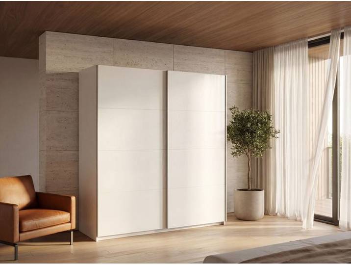 Schwebetürenschrank Subito 136 x 197 cm Weiß Dekor Kleiderschrank