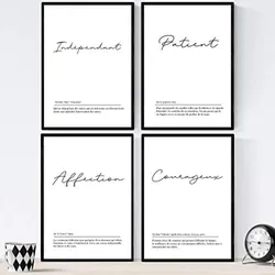 POSTER Set mit 4 Worten auf Französisch A3 Rahmenlos