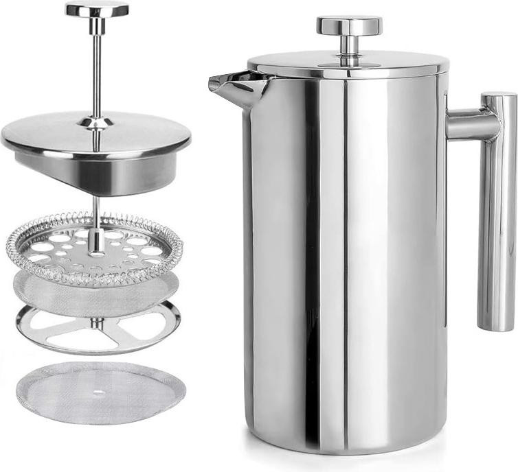 INF Roestvrijstalen French Press Koffiezetapparaat met Filter - Handmatige Koffie- en Theebrouwer, 350 ml