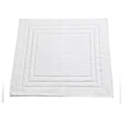Ivedin Home - Badezimmerteppich 100% Baumwolle Streifen 650 GSM 50x60 Hotel Spa Saugfähig  | 1 St.  Weiß