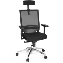 Bürostuhl / Chefsessel PORTO MAX HIGH Sitz Stoff / Rücken Netz schwarz hjh OFFICE